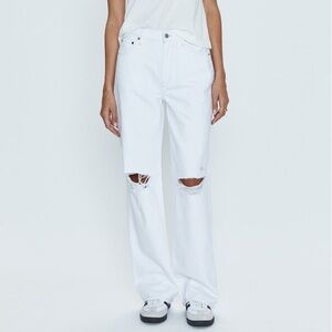 White Pistola Grayson Distressed Wide Leg High Rise Women Jeans